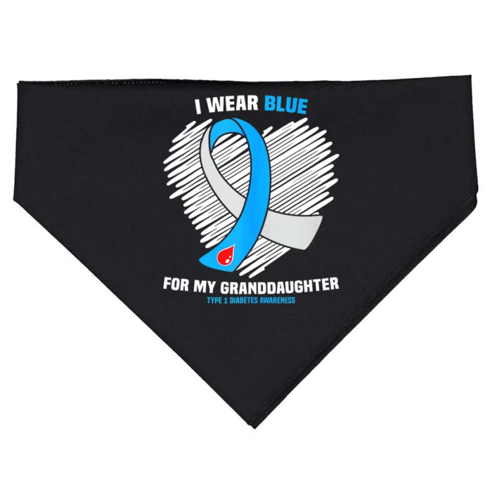 I Wear Blue For My Granddaughter Type 1 Diabetes Awareness USA-Made Doggie Bandana