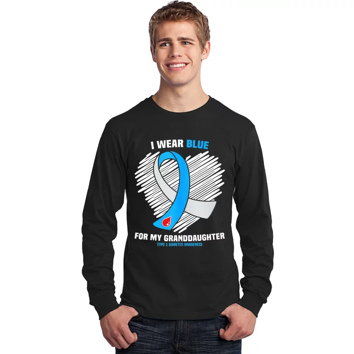 I Wear Blue For My Granddaughter Type 1 Diabetes Awareness Long Sleeve Shirt