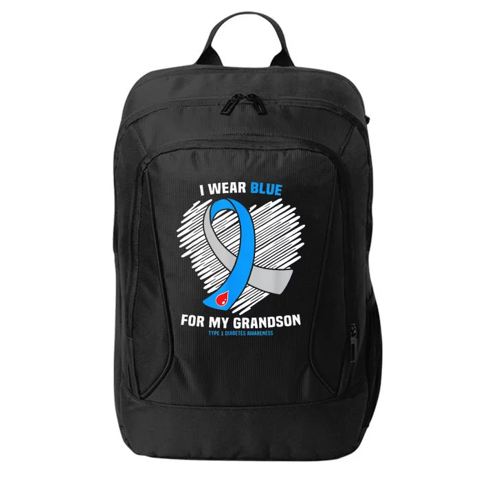 I Wear Blue For My Grandson Type 1 Diabetes Awareness City Backpack