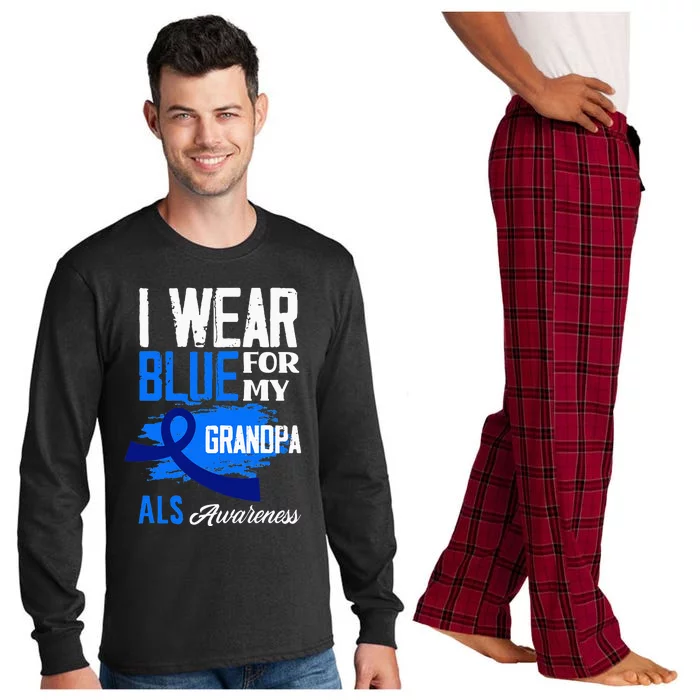 I Wear Blue For My Grandpa Support ALS Awareness Long Sleeve Pajama Set