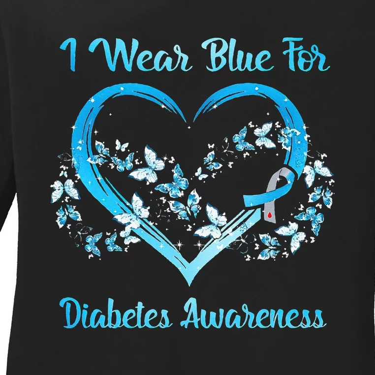 I Wear Blue For Diabetes Awareness MOTHER'S DAY CHRITSMAS Ladies Long Sleeve Shirt