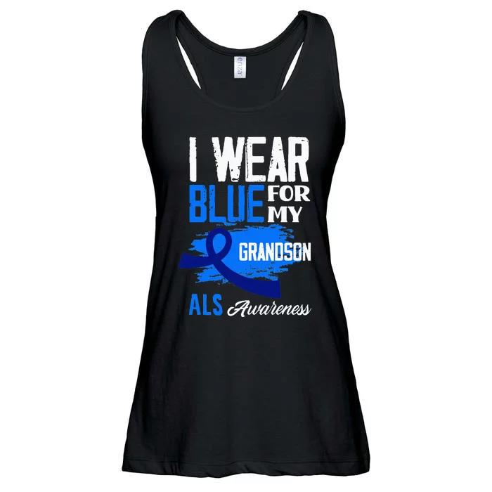 I Wear Blue For My Grandson Support ALS Awareness Ladies Essential Flowy Tank