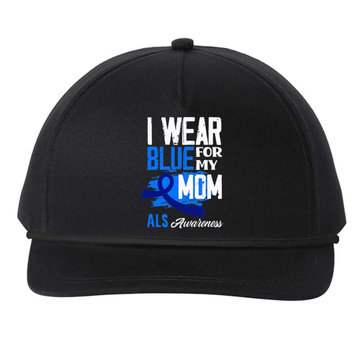 I Wear Blue For My Mom Mother Support ALS Awareness Snapback Five-Panel Rope Hat