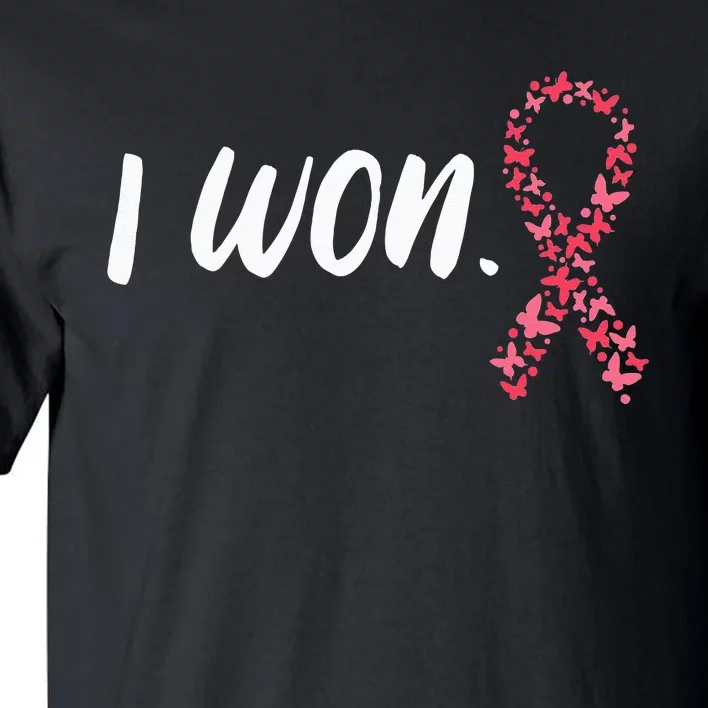 I Won Breast Cancer Awareness Support Pink Ribbon Survivor Tall T-Shirt