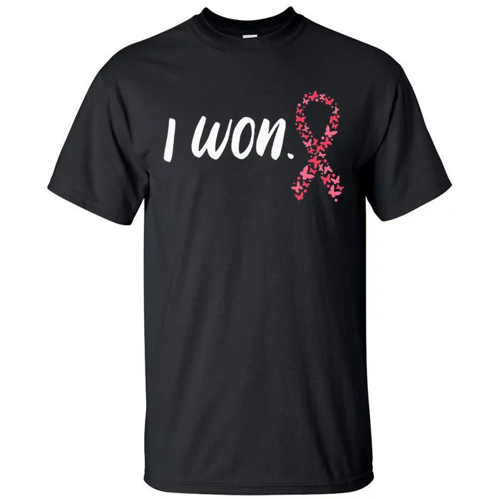 I Won Breast Cancer Awareness Support Pink Ribbon Survivor Tall T-Shirt