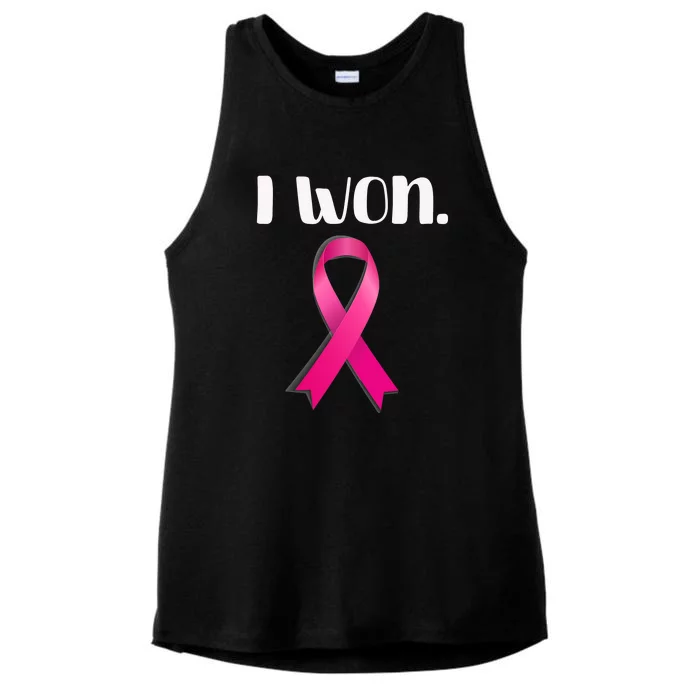 I Won Breast Cancer Awareness Strong Ladies Tri-Blend Wicking Tank