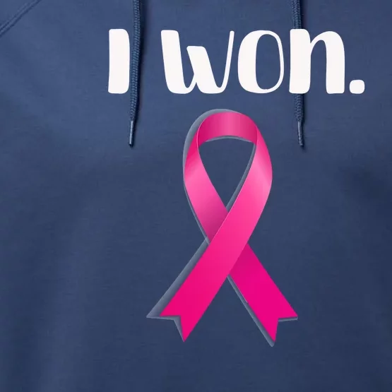 I Won Breast Cancer Awareness Strong Performance Fleece Hoodie