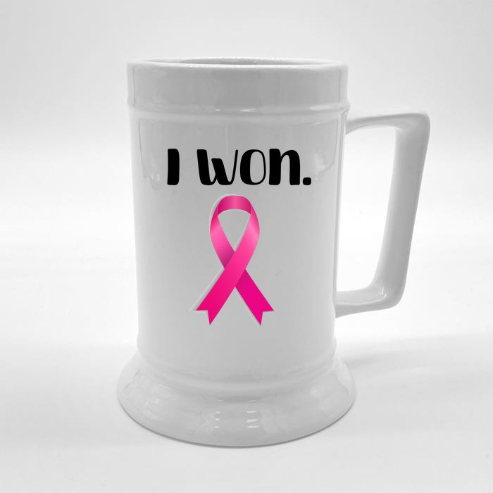 I Won Breast Cancer Awareness Strong Front & Back Beer Stein