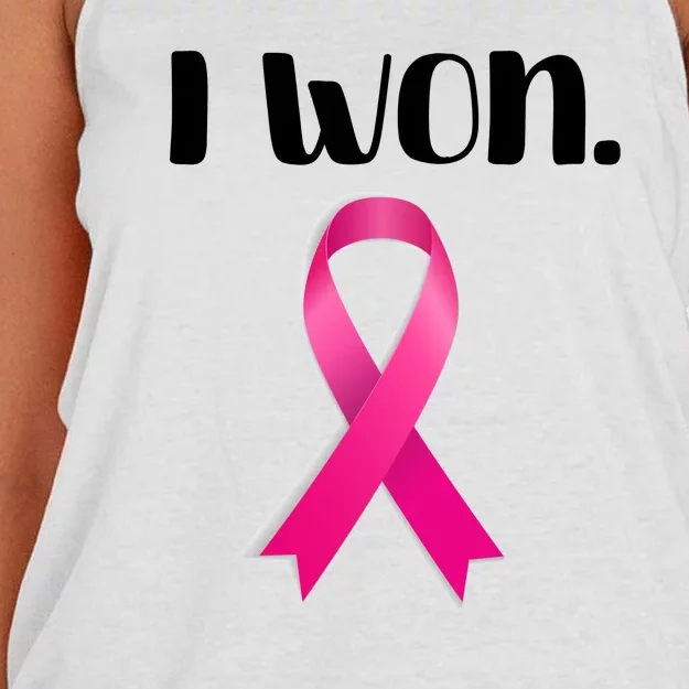 I Won Breast Cancer Awareness Strong Women's Knotted Racerback Tank