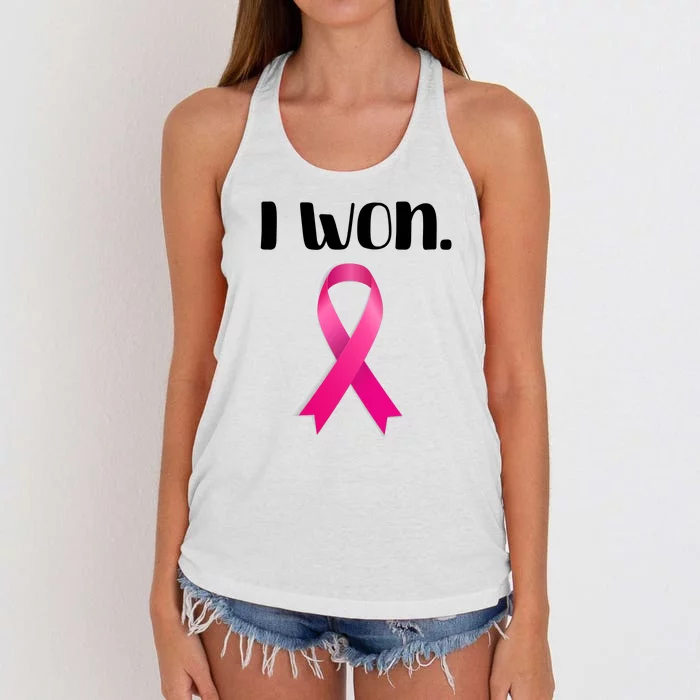 I Won Breast Cancer Awareness Strong Women's Knotted Racerback Tank