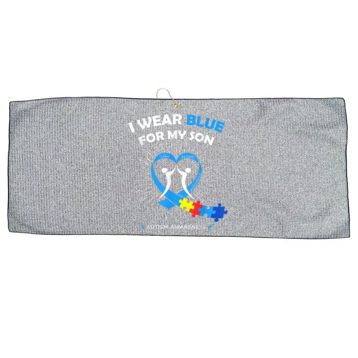 I Wear Blue For My Son Heart Support Autism Awareness Month Large Microfiber Waffle Golf Towel