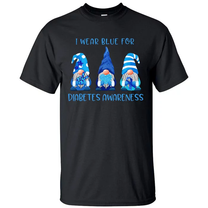 I Wear Blue For Diabetes Awareness Gnomes Peace Love Cure Tall T-Shirt