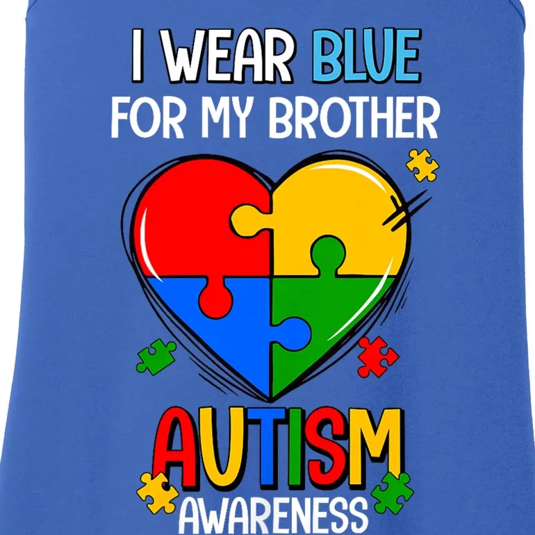 I Wear Blue For My Brother Autism Awareness Ladies Essential Tank