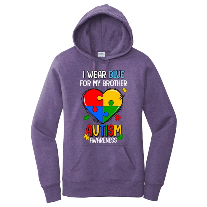 I Wear Blue For My Brother Autism Awareness Women's Pullover Hoodie