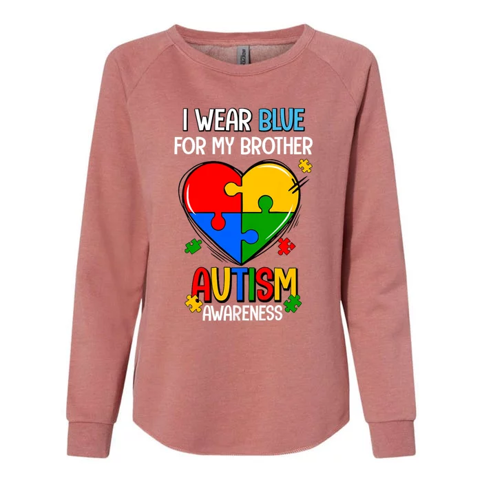 I Wear Blue For My Brother Autism Awareness Womens California Wash Sweatshirt