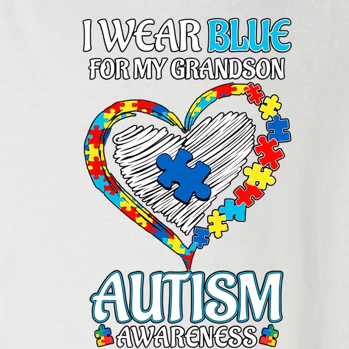 I Wear Blue For My Grandson Autism Awareness Grandmother Grandfather Family Toddler Long Sleeve Shirt