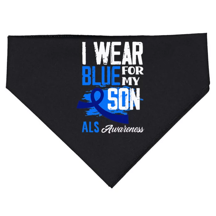 I Wear Blue For My Son Support ALS Awareness USA-Made Doggie Bandana