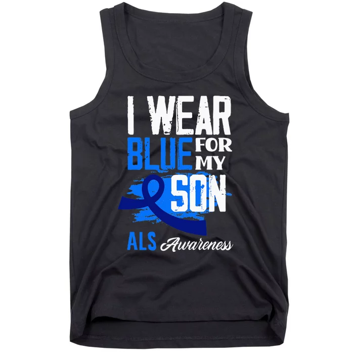 I Wear Blue For My Son Support ALS Awareness Tank Top