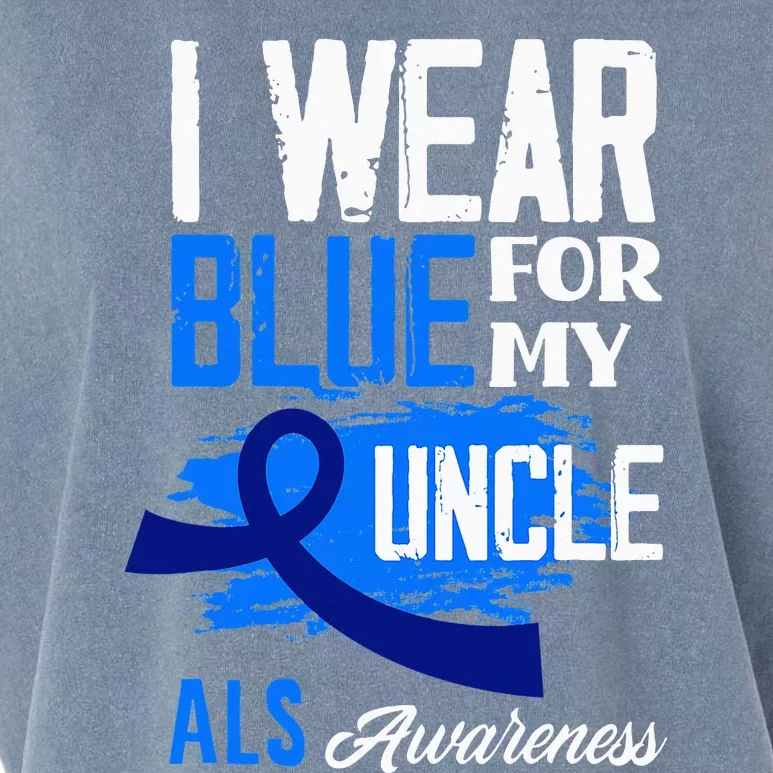 I Wear Blue For My Uncle Support ALS Awareness Garment-Dyed Women's Muscle Tee