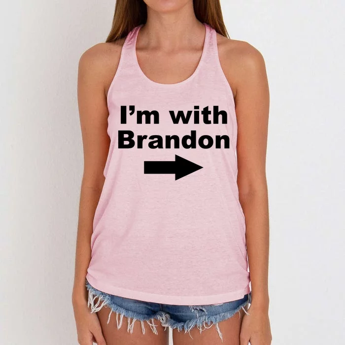 I'm With Brandon FJB Funny Anti Biden Chant Meme Women's Knotted Racerback Tank