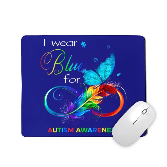 I Wear Blue for Autism Awareness Month  Wo Kid Shirt Mousepad