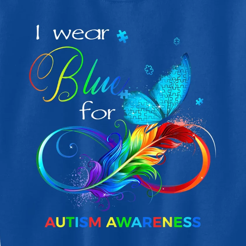 I Wear Blue for Autism Awareness Month  Wo Kid Shirt Kids Sweatshirt