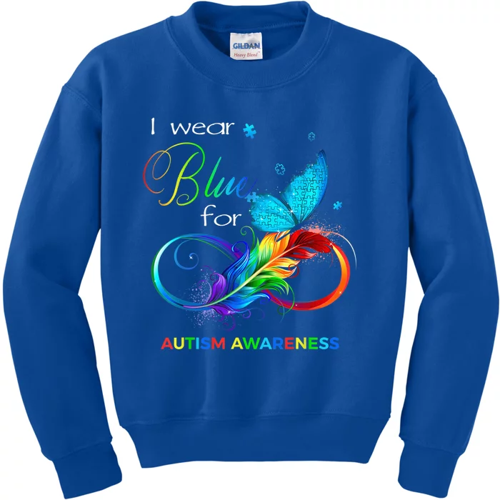 I Wear Blue for Autism Awareness Month  Wo Kid Shirt Kids Sweatshirt