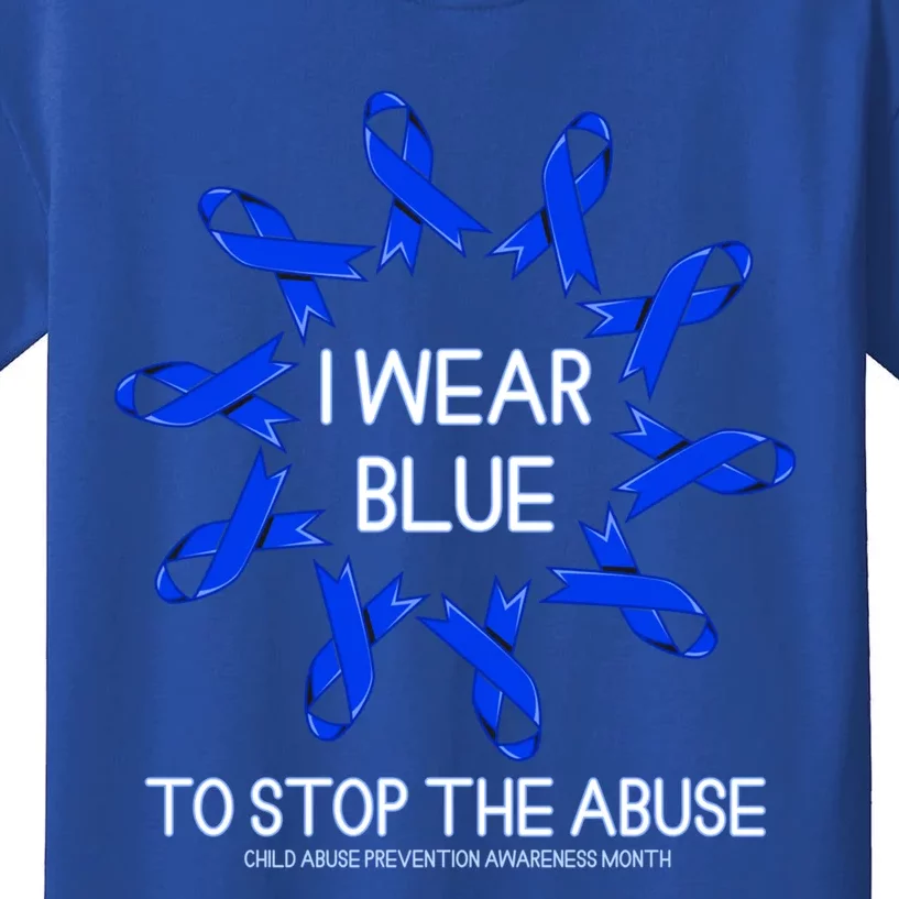 I Wear Blue To Stop The Abuse Abuse Awareness Month Gift Kids T-Shirt