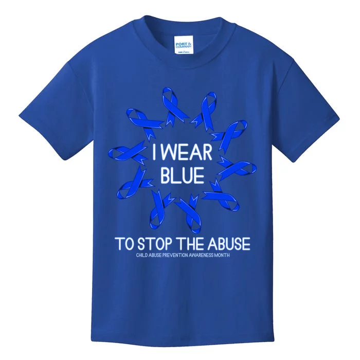 I Wear Blue To Stop The Abuse Abuse Awareness Month Gift Kids T-Shirt