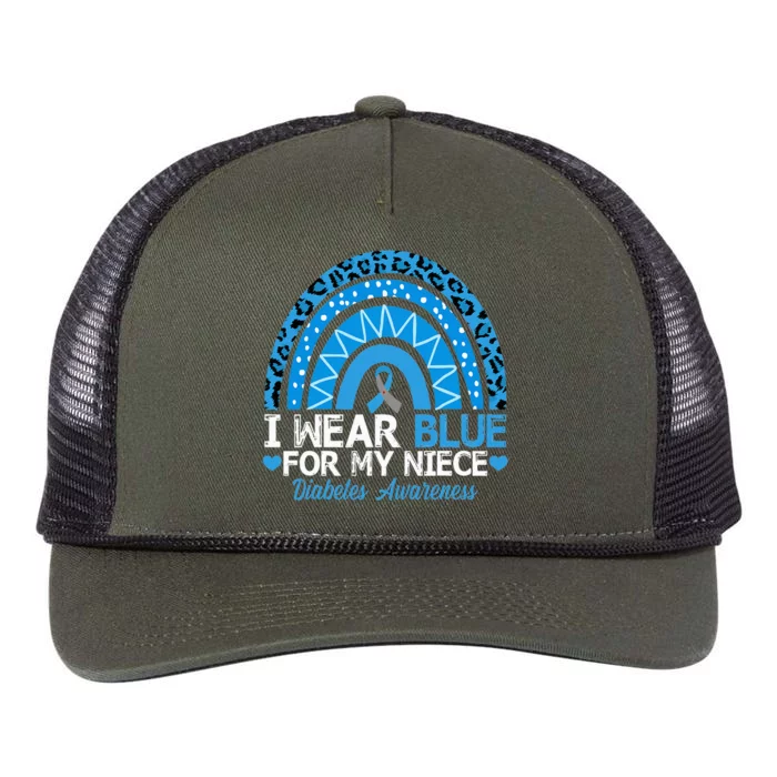 I Wear Blue For My Niece Type 1 Diabetes Awareness Retro Rope Trucker Hat Cap