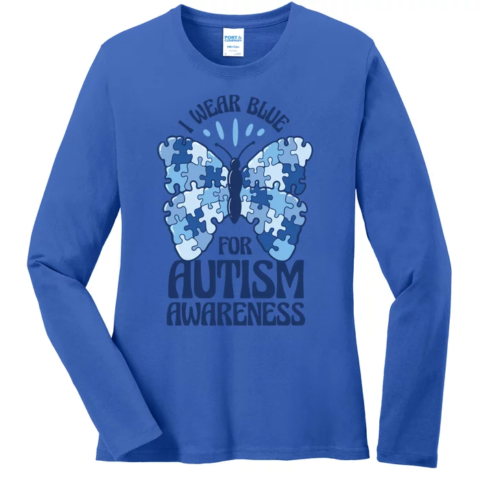 I Wear Blue Utism Awareness Quote Proud Autistic Pride Cute Gift Ladies Long Sleeve Shirt