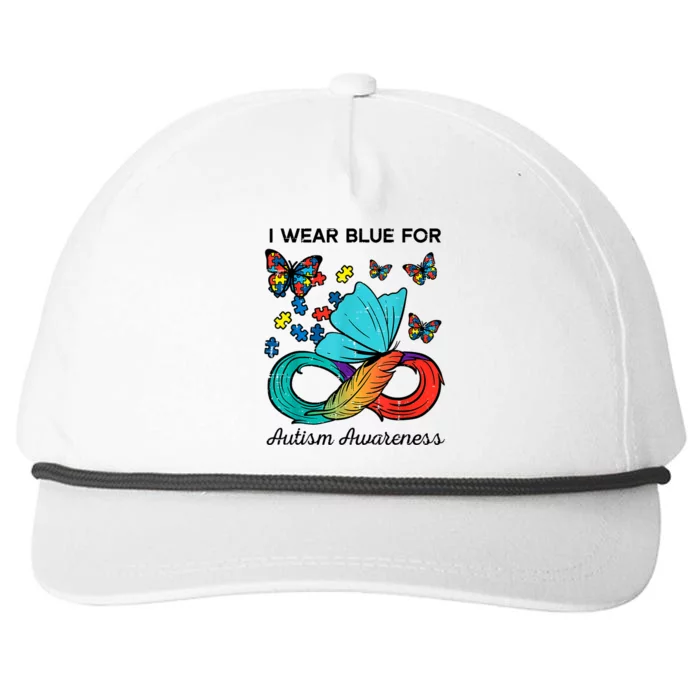 I Wear Blue For Autism Awareness Acceptance Women Snapback Five-Panel Rope Hat