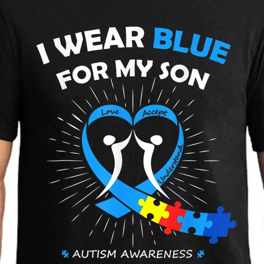 I Wear Blue For My Son Heart Support Autism Awareness Month Pajama Set