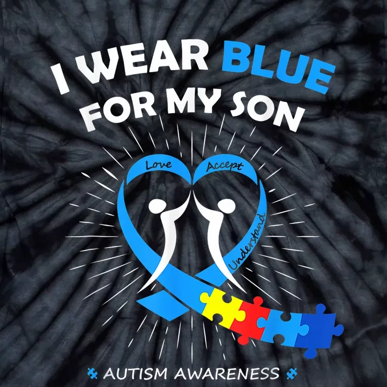 I Wear Blue For My Son Heart Support Autism Awareness Month Tie-Dye T-Shirt