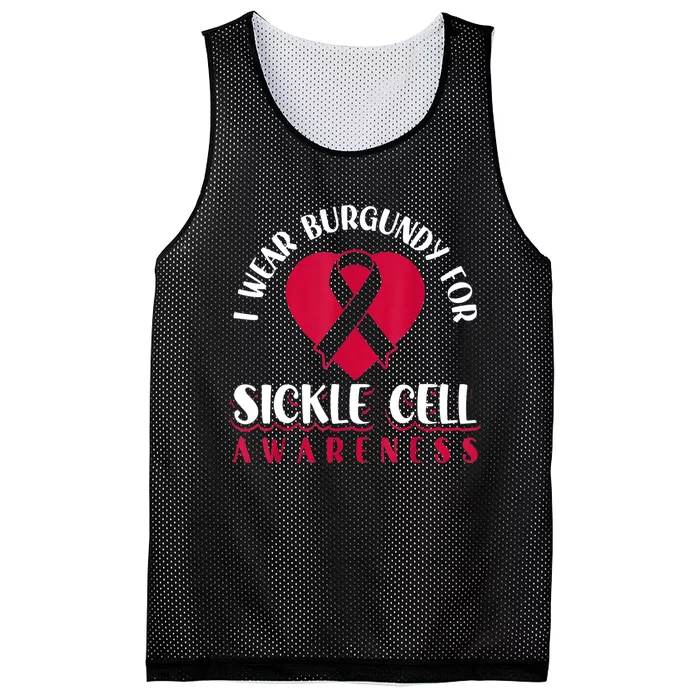 I Wear Burgundy For Sickle Cell Awareness Mesh Reversible Basketball Jersey Tank