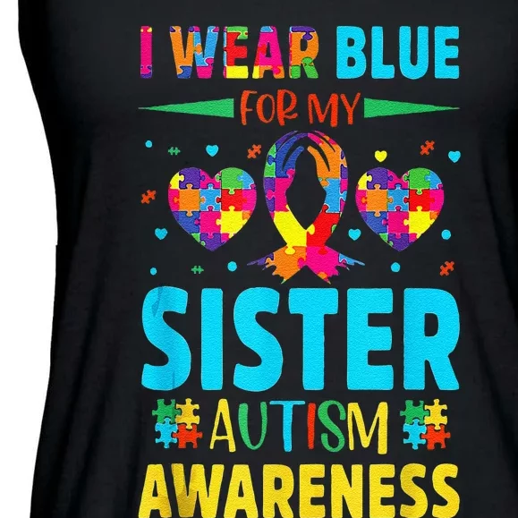 I Wear Blue For My Sister Autism Awareness Ladies Essential Flowy Tank