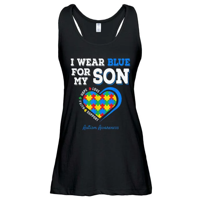 I Wear Blue For My Son Autism Awareness Day Mom Dad Parents Ladies Essential Flowy Tank