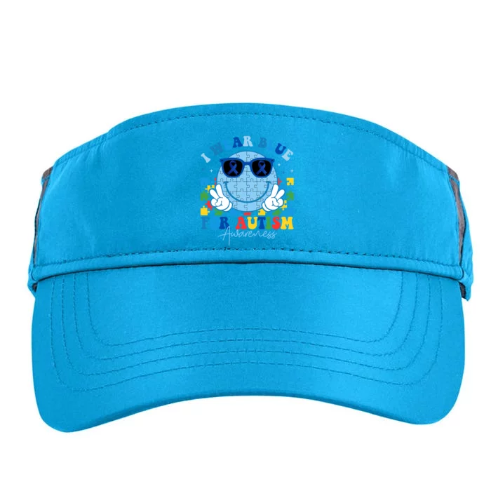 I Wear Blue For Autism Awareness Month Smile Face Peace Puzzle Adult Drive Performance Visor