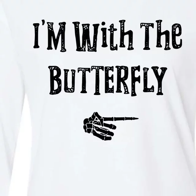 Im With Butterfly Halloween Costume Funny Womens Cotton Relaxed Long Sleeve T-Shirt