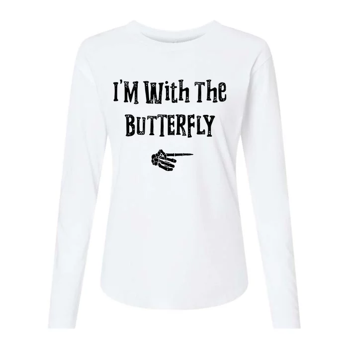 Im With Butterfly Halloween Costume Funny Womens Cotton Relaxed Long Sleeve T-Shirt