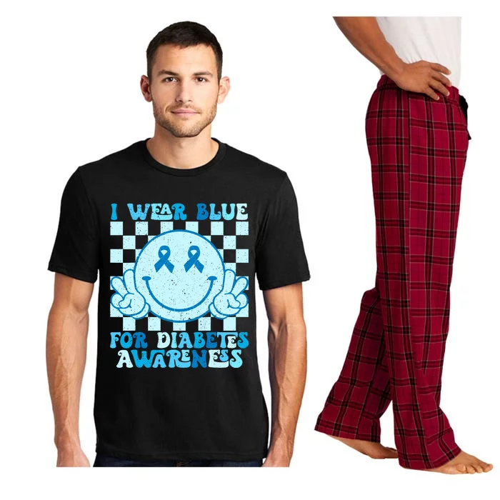 I Wear Blue For Diabetes Awareness Month Smile Face Diabetic Pajama Set