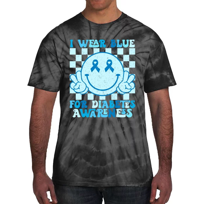 I Wear Blue For Diabetes Awareness Month Smile Face Diabetic Tie-Dye T-Shirt