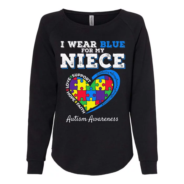 I Wear Blue For My Niece Aunt Uncle Autism Awareness Womens California Wash Sweatshirt