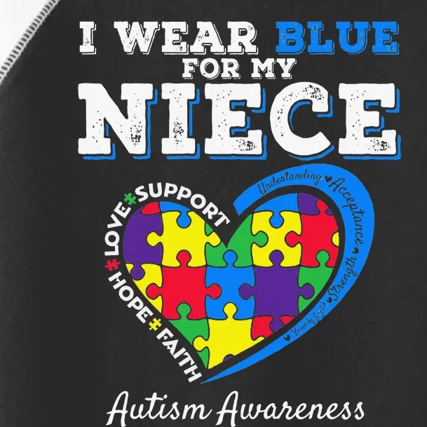 I Wear Blue For My Niece Aunt Uncle Autism Awareness Toddler Fine Jersey T-Shirt