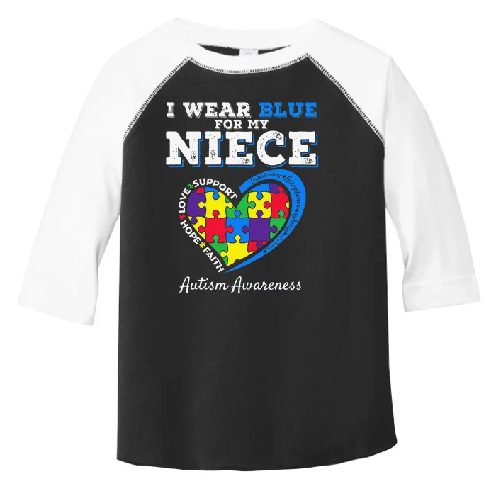 I Wear Blue For My Niece Aunt Uncle Autism Awareness Toddler Fine Jersey T-Shirt