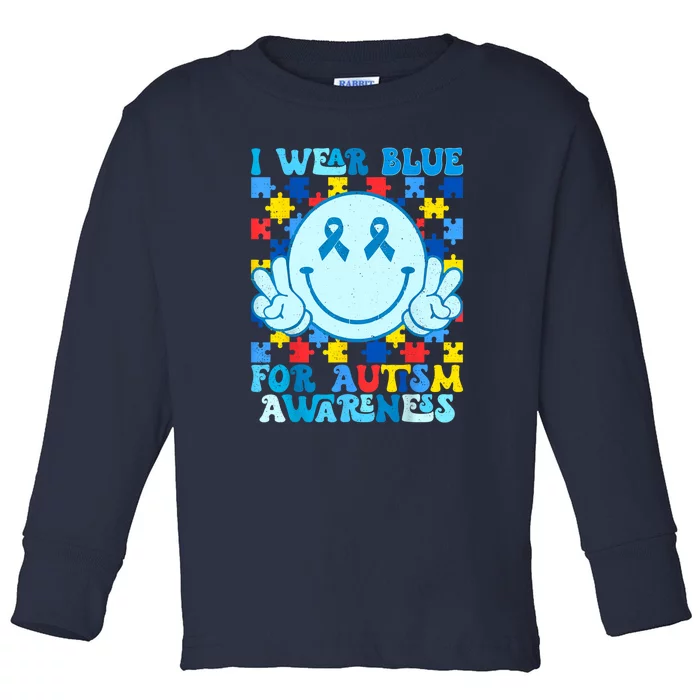 I Wear Blue For Autism Awareness Month Cute Puzzles Autism Gift Toddler Long Sleeve Shirt