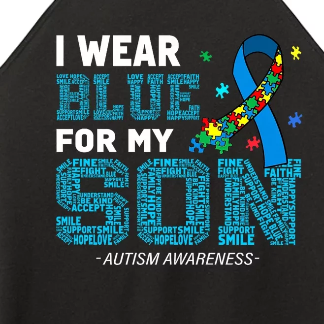 I Wear Blue For My Son Autism Awareness Month Women’s Perfect Tri Rocker Tank