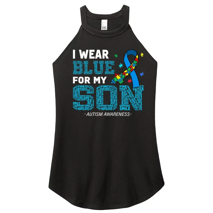 I Wear Blue For My Son Autism Awareness Month Women’s Perfect Tri Rocker Tank