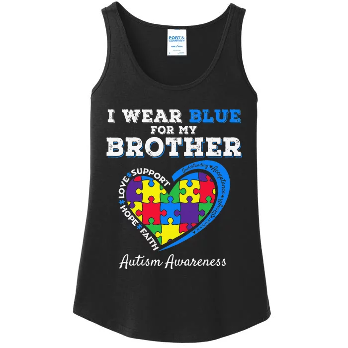 I Wear Blue For My Brother Autism Awareness Sister Ladies Essential Tank