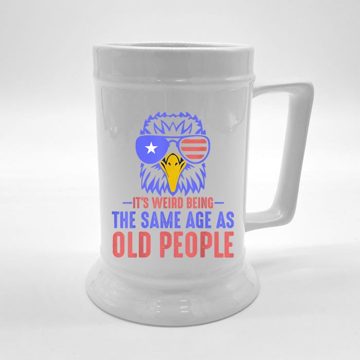 Its Weird Being The Same Age As Old People Funny Retro Front & Back Beer Stein